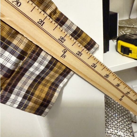 IZOD Brown Yellow Plaid Button Down Long Sleeve Casual Shirt Men’s XL Regular - Picture 8 of 9